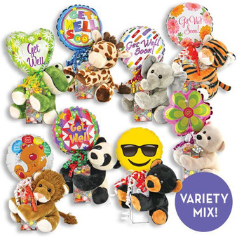 [4520VM] Get Well Soon Kelliloons Gift Set - Hugger Plush and Variety Mix Candy