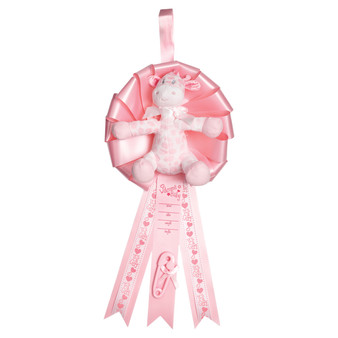 [1681] It's a Girl Baby Announcement Ribbon - Giraffe